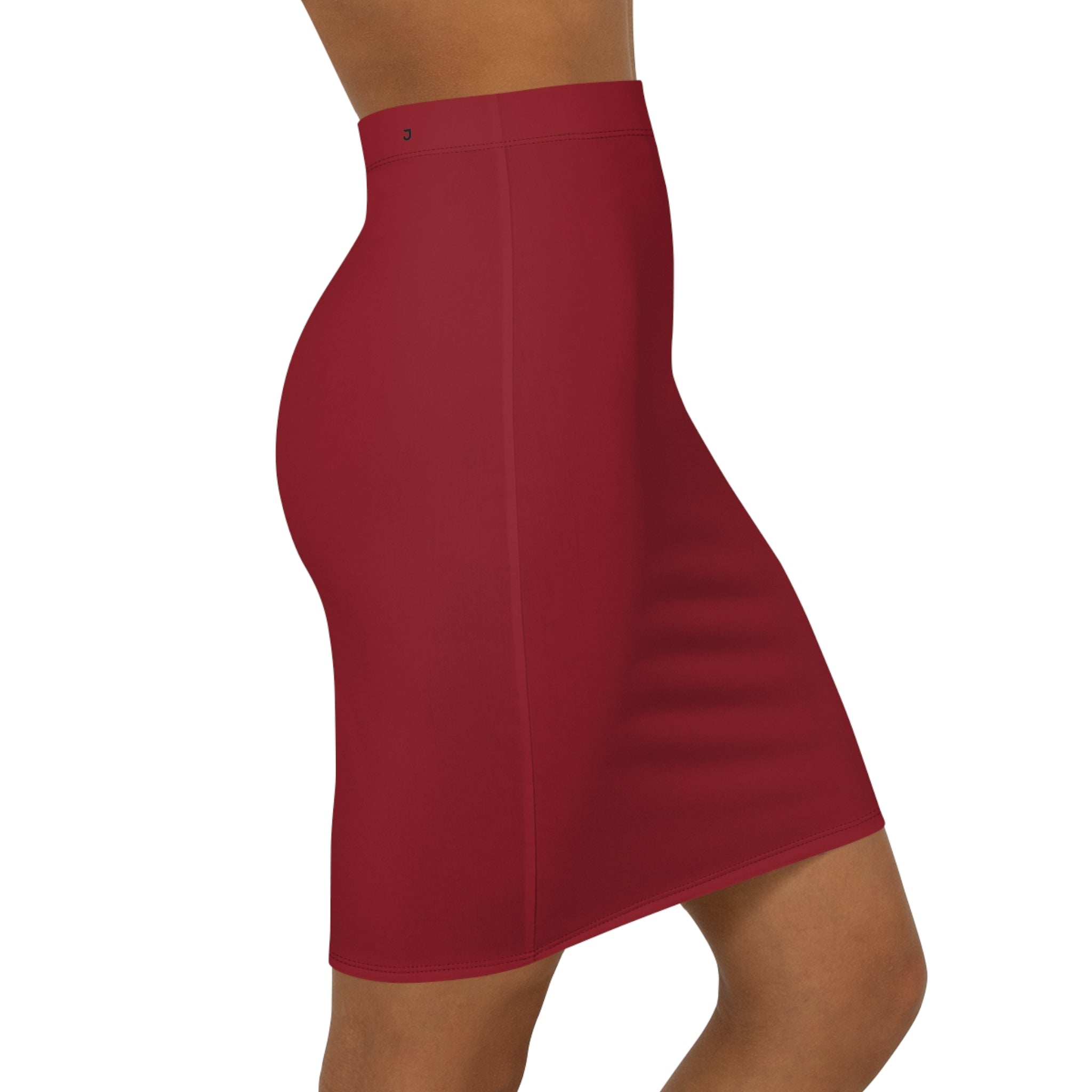 JIVEY Eminent Rich Slim-fit Mid-waist Burgundy Pencil Skirt