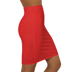 JIVEY Eminent Vibrant Slim-fit Mid-waist Red Pencil Skirt