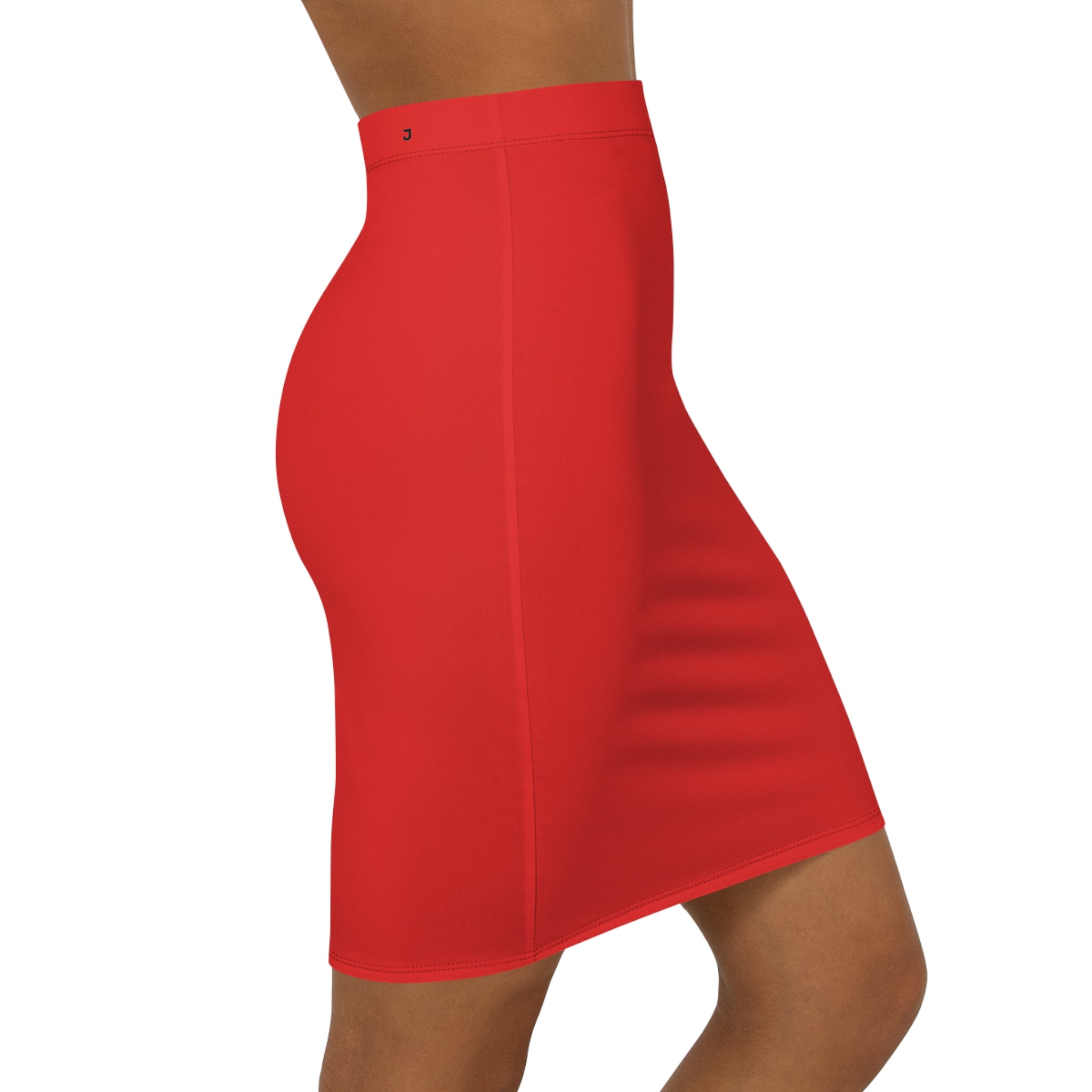 JIVEY Eminent Vibrant Slim-fit Mid-waist Red Pencil Skirt