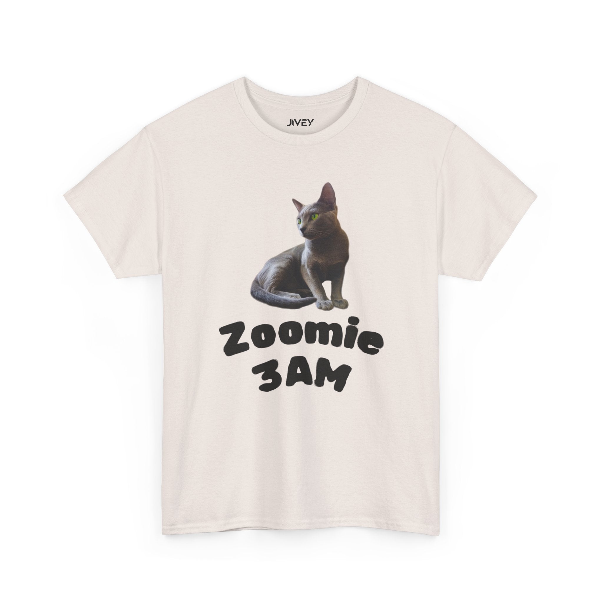 Russian Green Eyes Grey Skin Cat Heavy Cotton Tee