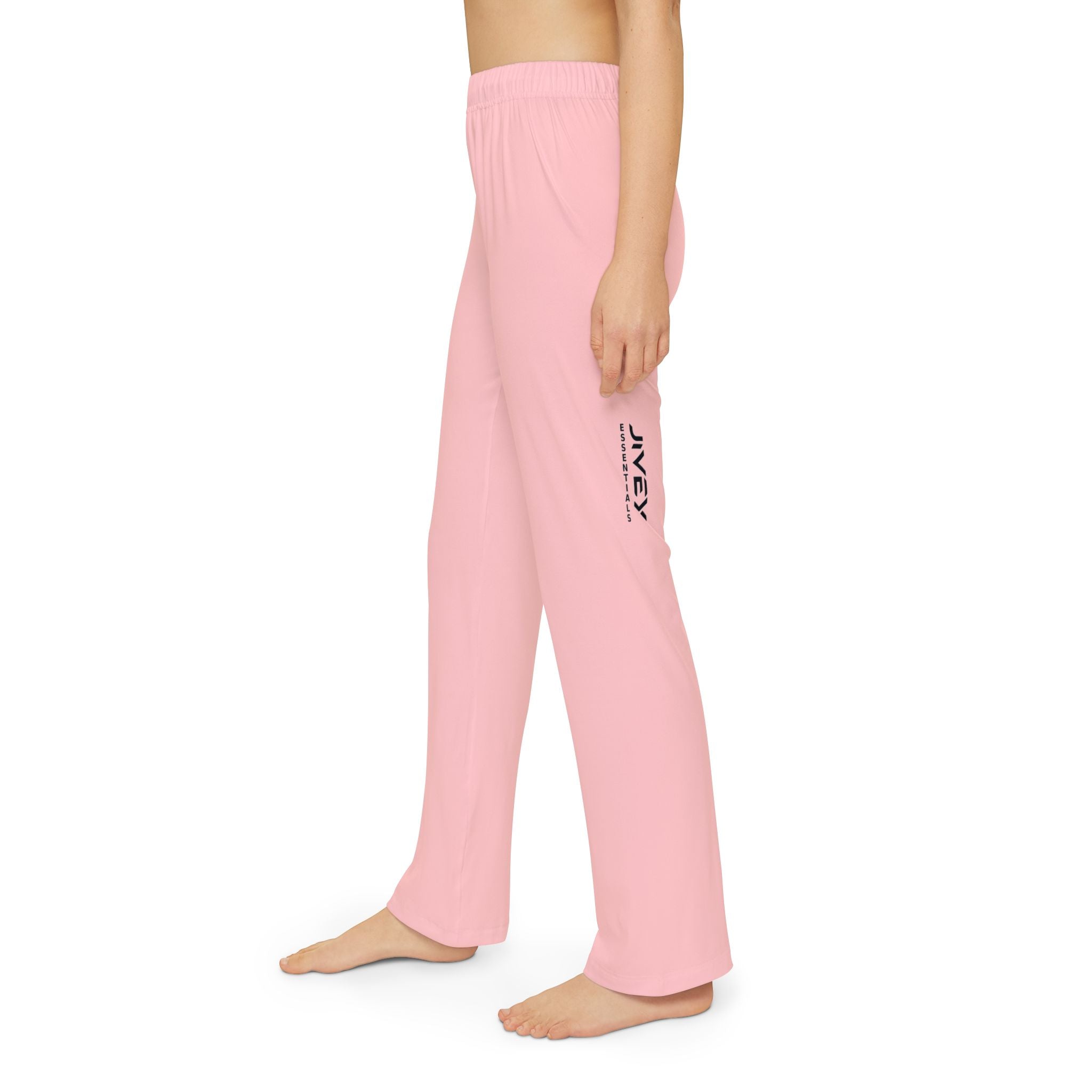 JIVEY Essentials Light-fabric Brushed Poly Light Pink Kids Lounge Pants