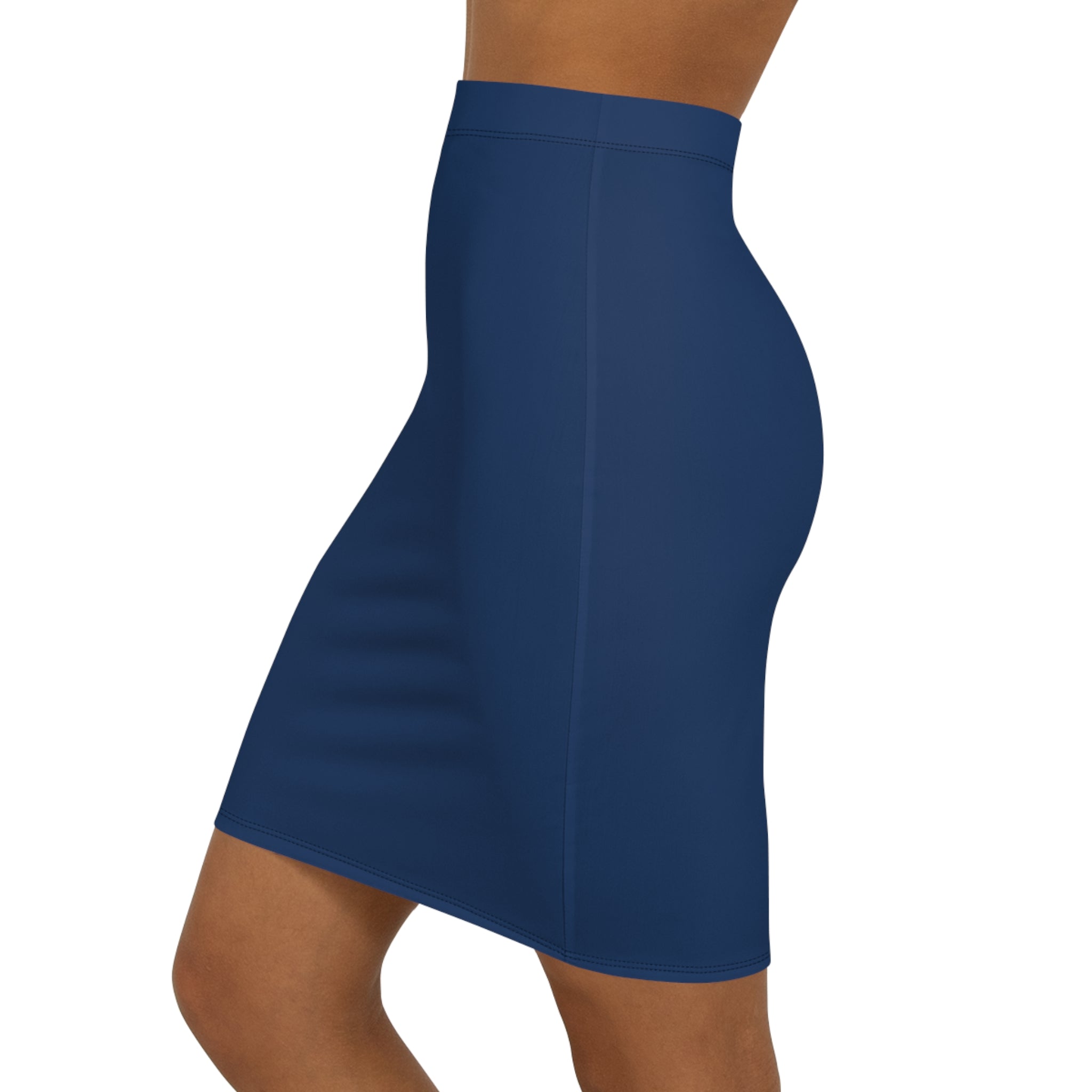 JIVEY Eminent Vibrant Slim-fit Mid-waist Navy Pencil Skirt