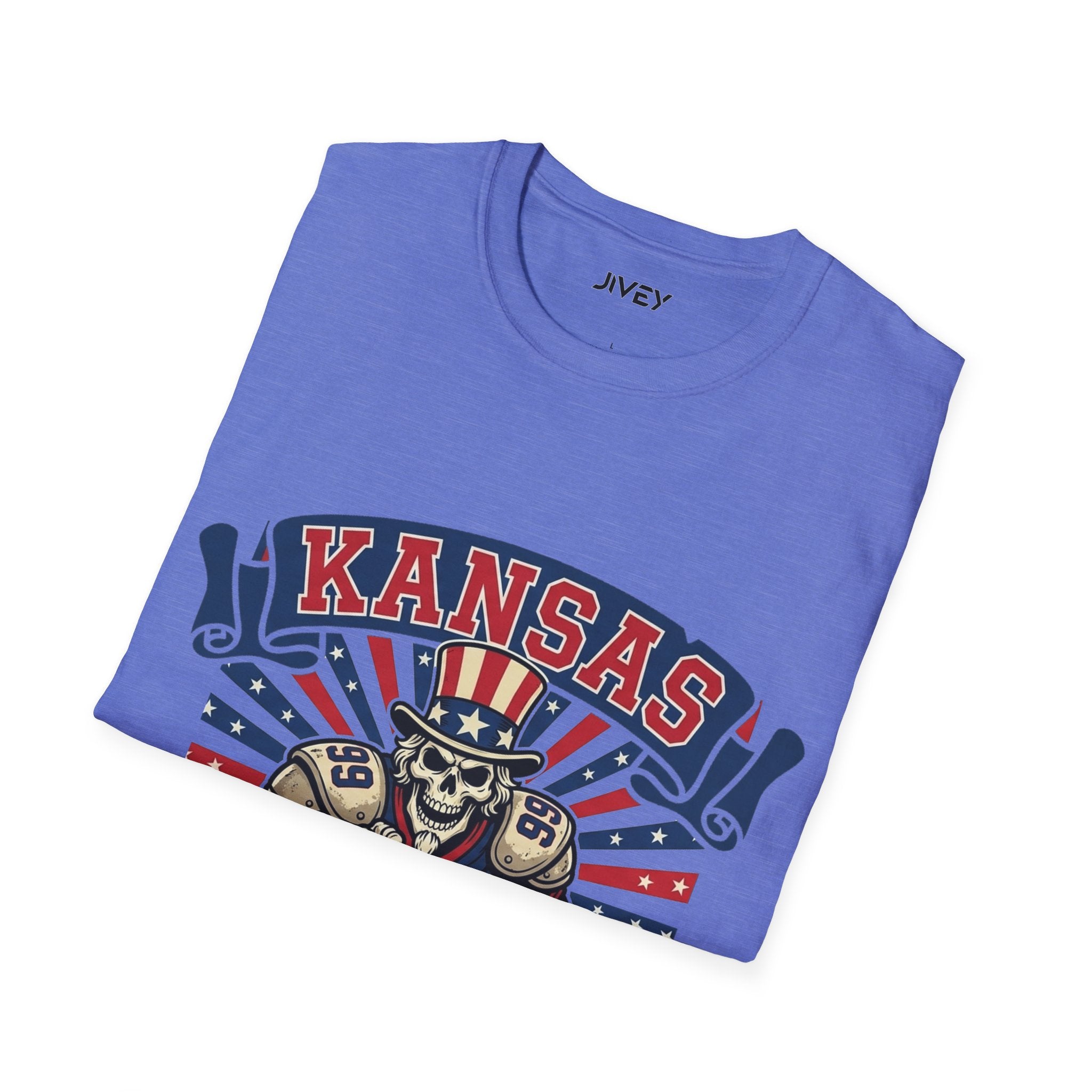 Kansas Heavy Hits Football Blues Tee