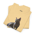 Russian Green Eyes Grey Skin Cat Heavy Cotton Tee