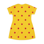 Red Rose Blooms Gold T-Shirt Dress