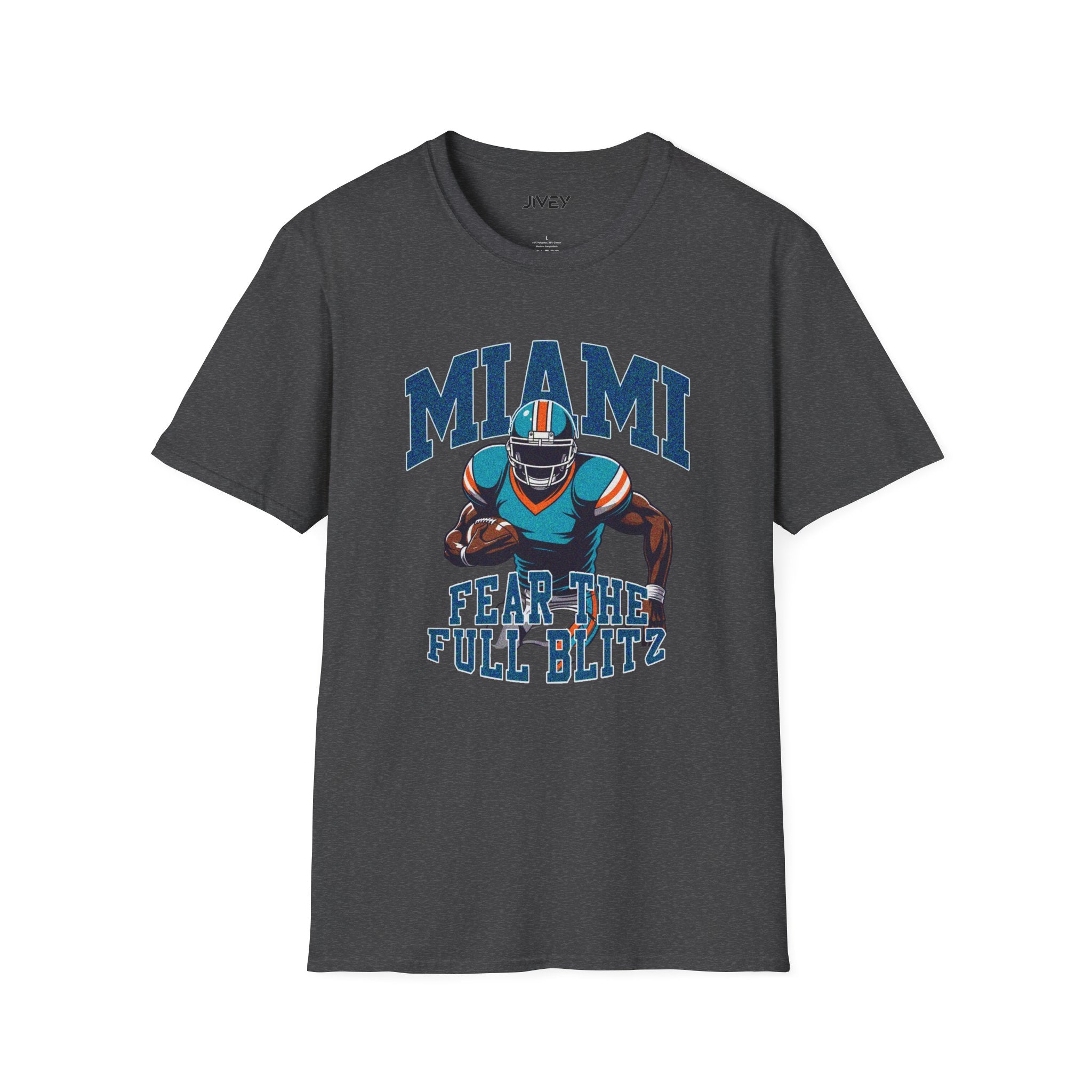 Miami Full Blitz Football Grey Tone Tee