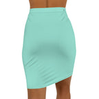 JIVEY Eminent Vibrant Slim-fit Mid-waist Aquamarine Pencil Skirt