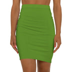 JIVEY Eminent Vibrant Slim-fit Mid-waist Light Green Pencil Skirt