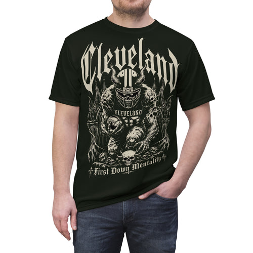 Cleveland First Down Football  Gothic Mega Tee
