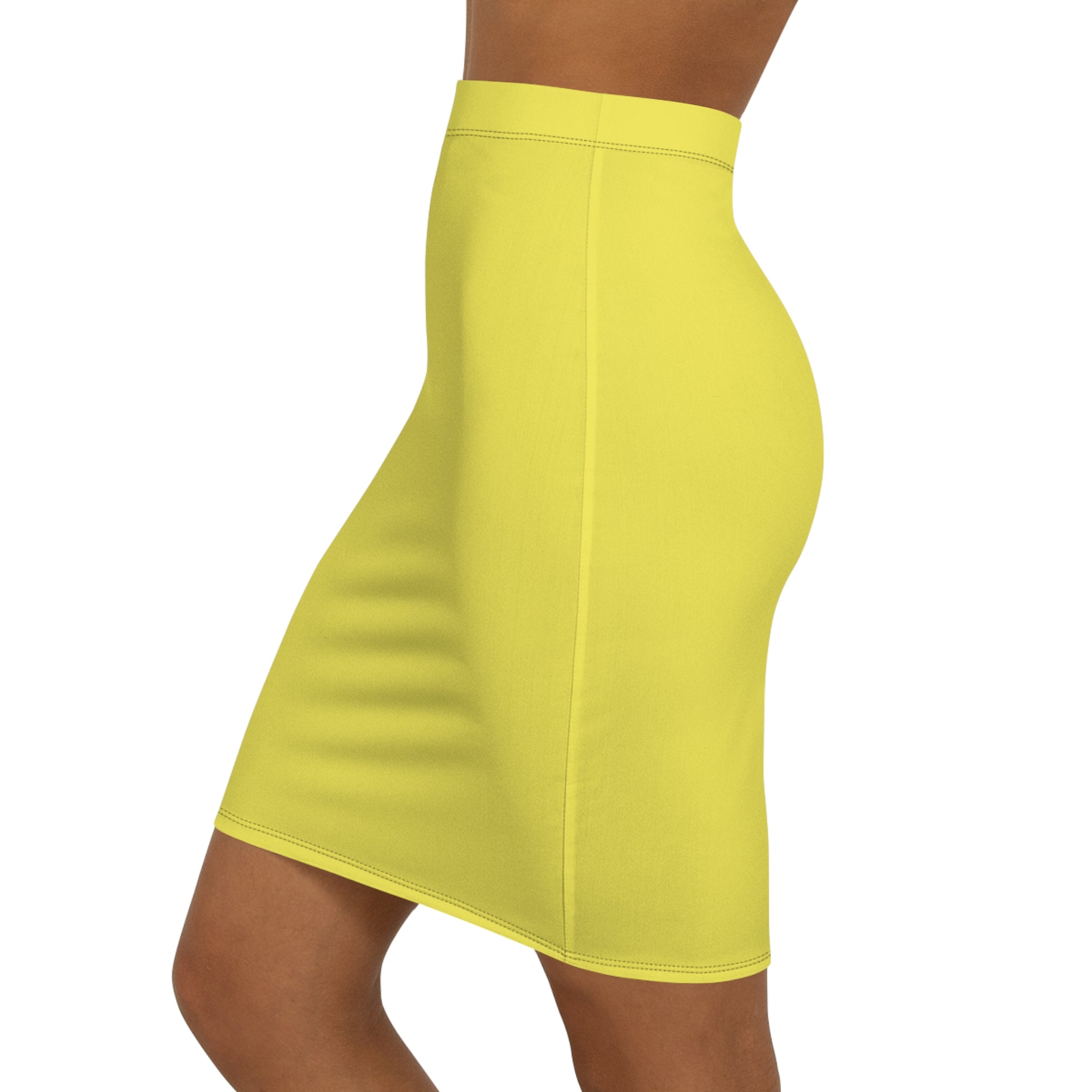 JIVEY Eminent Vibrant Slim-fit Mid-waist Lemon Pencil Skirt