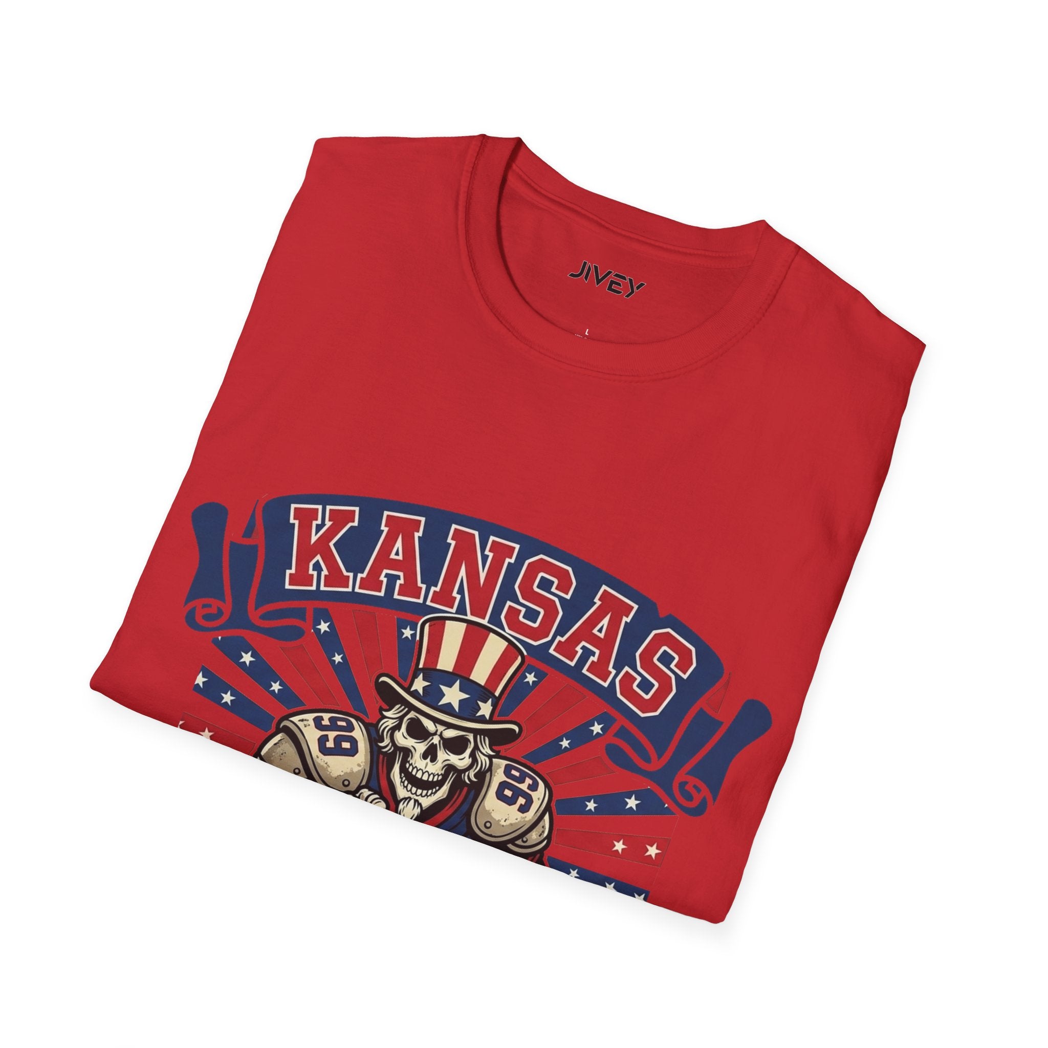 Kansas Heavy Hits Football Red Tee