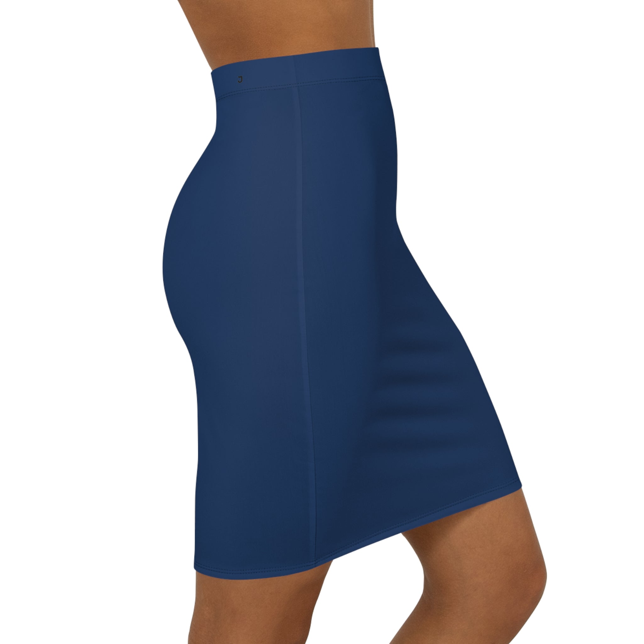 JIVEY Eminent Vibrant Slim-fit Mid-waist Navy Pencil Skirt