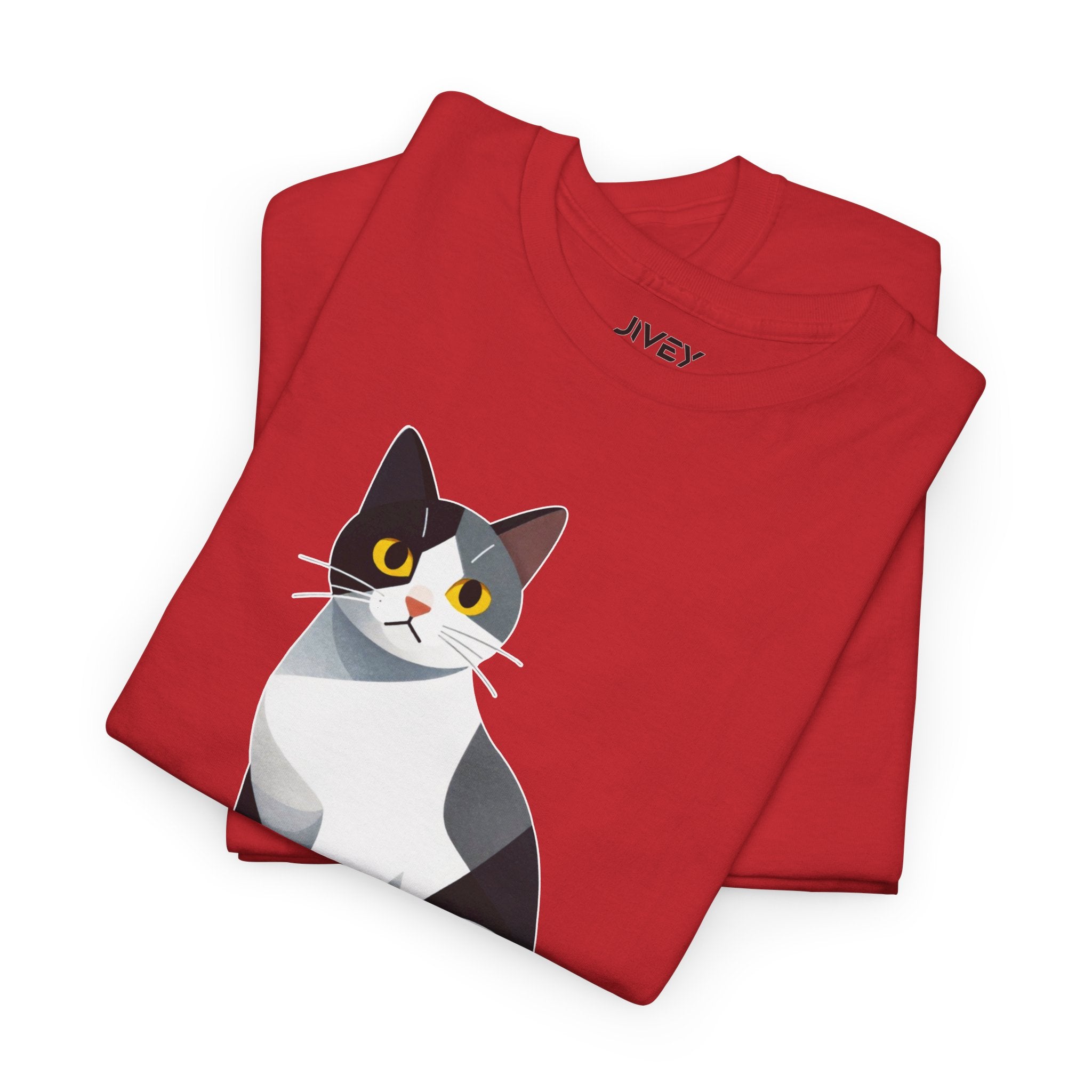 Cute Cat Cubist Style Heavy Cotton Tee