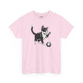 Cute Kitten Chasing Ball Sketch Art Unisex Heavy Cotton Tee