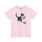 Cute Kitten Chasing Ball Sketch Art Unisex Heavy Cotton Tee