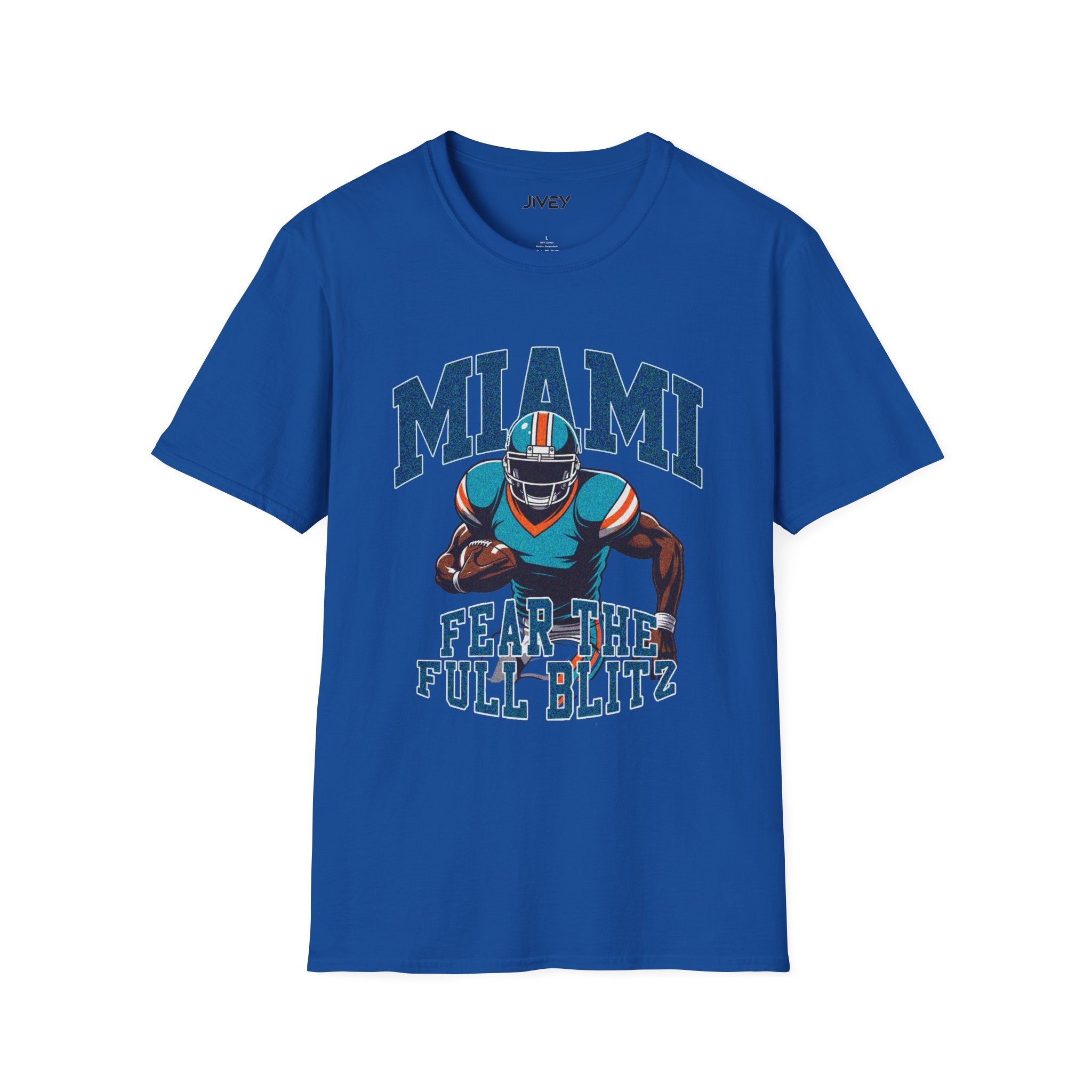 Miami Full Blitz Football Blue Tones Tee