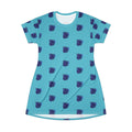 Blue Orchid Blooms Turquoise T-Shirt Dress