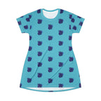Blue Orchid Blooms Turquoise T-Shirt Dress