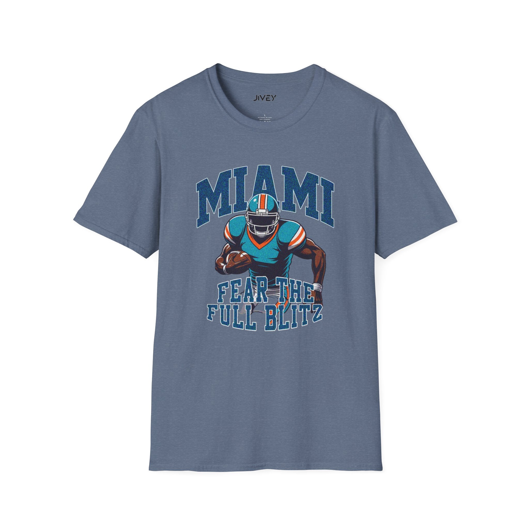 Miami Full Blitz Football Grey Tone Tee