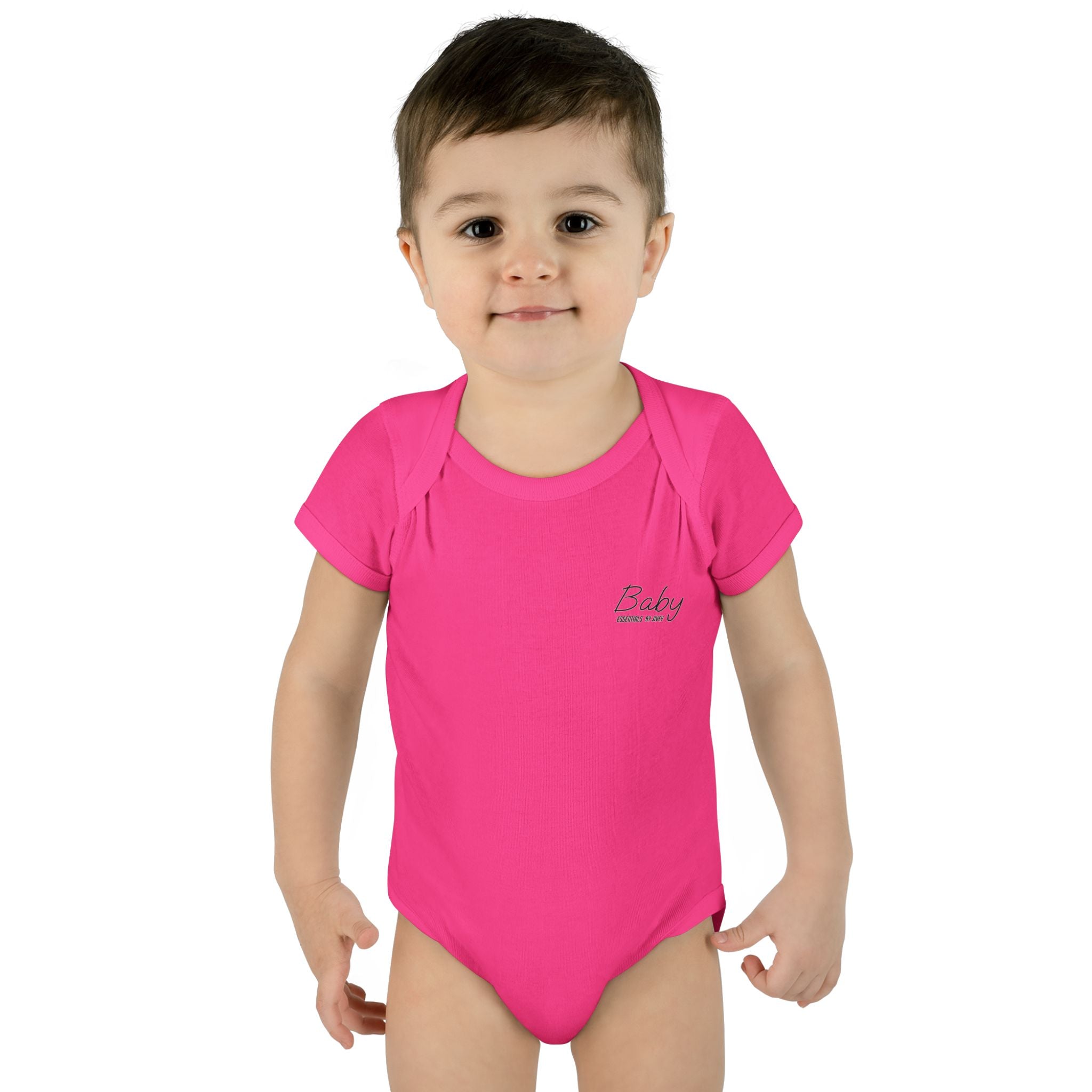 JIVEY Essentials Infant Baby Rib Short Sleeves Pink Bodysuit