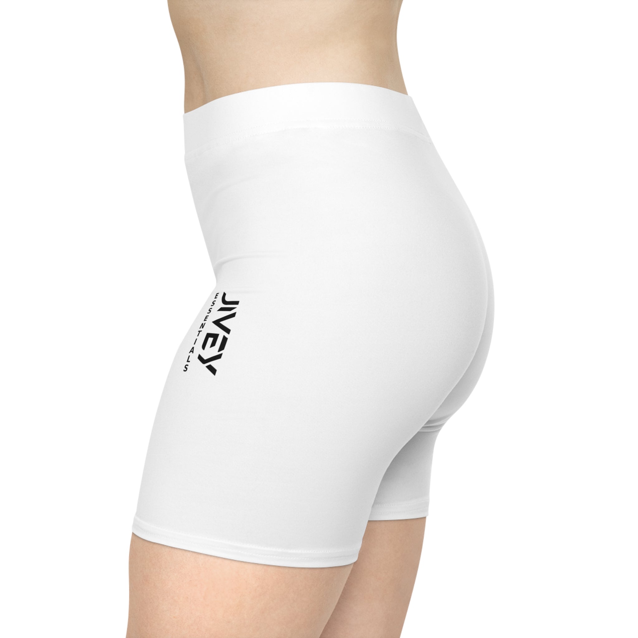 JIVEY Essentials Women's Moisture-wicking Skinny-fit White Biker Shorts