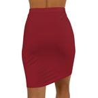 JIVEY Eminent Rich Slim-fit Mid-waist Burgundy Pencil Skirt