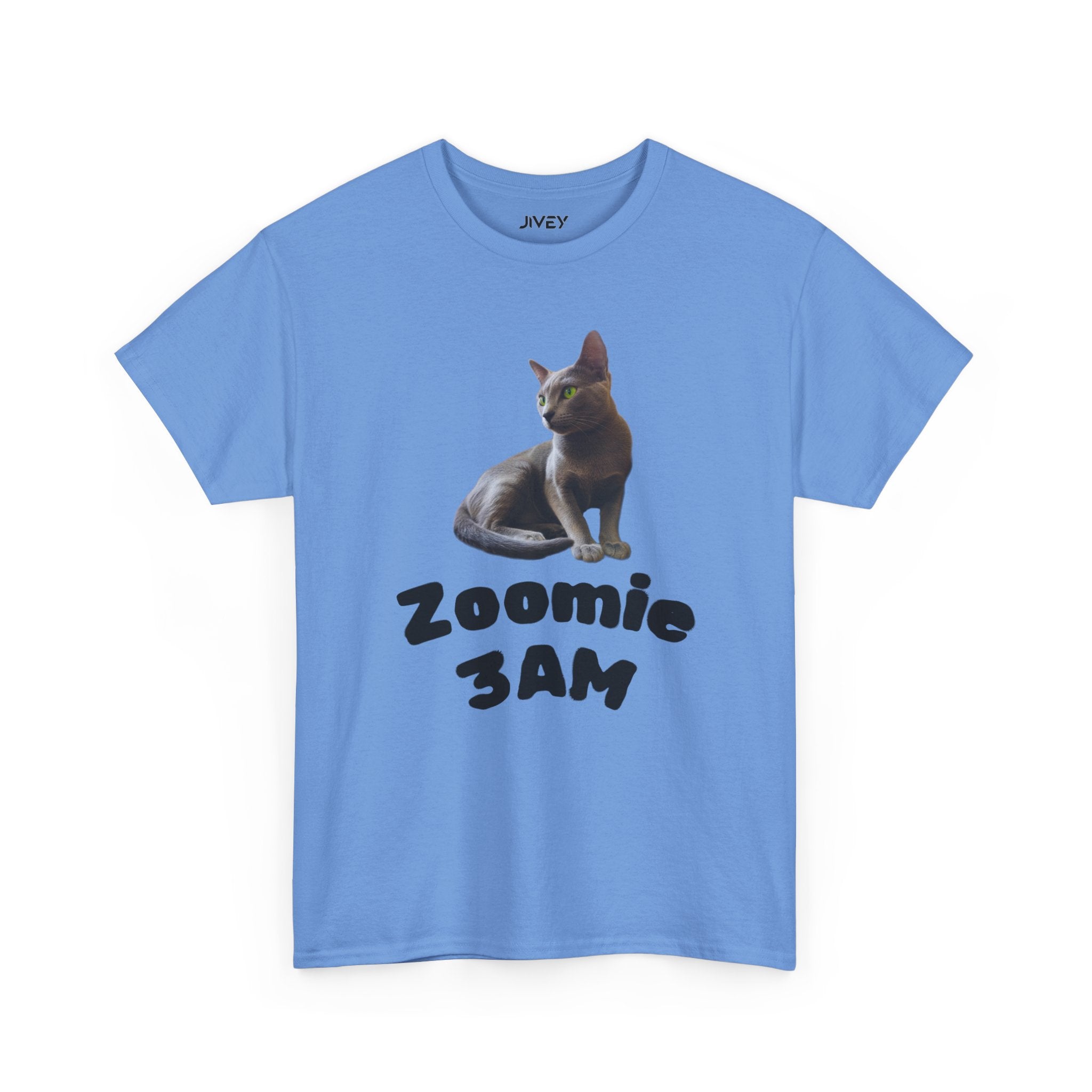 Russian Green Eyes Grey Skin Cat Heavy Cotton Tee