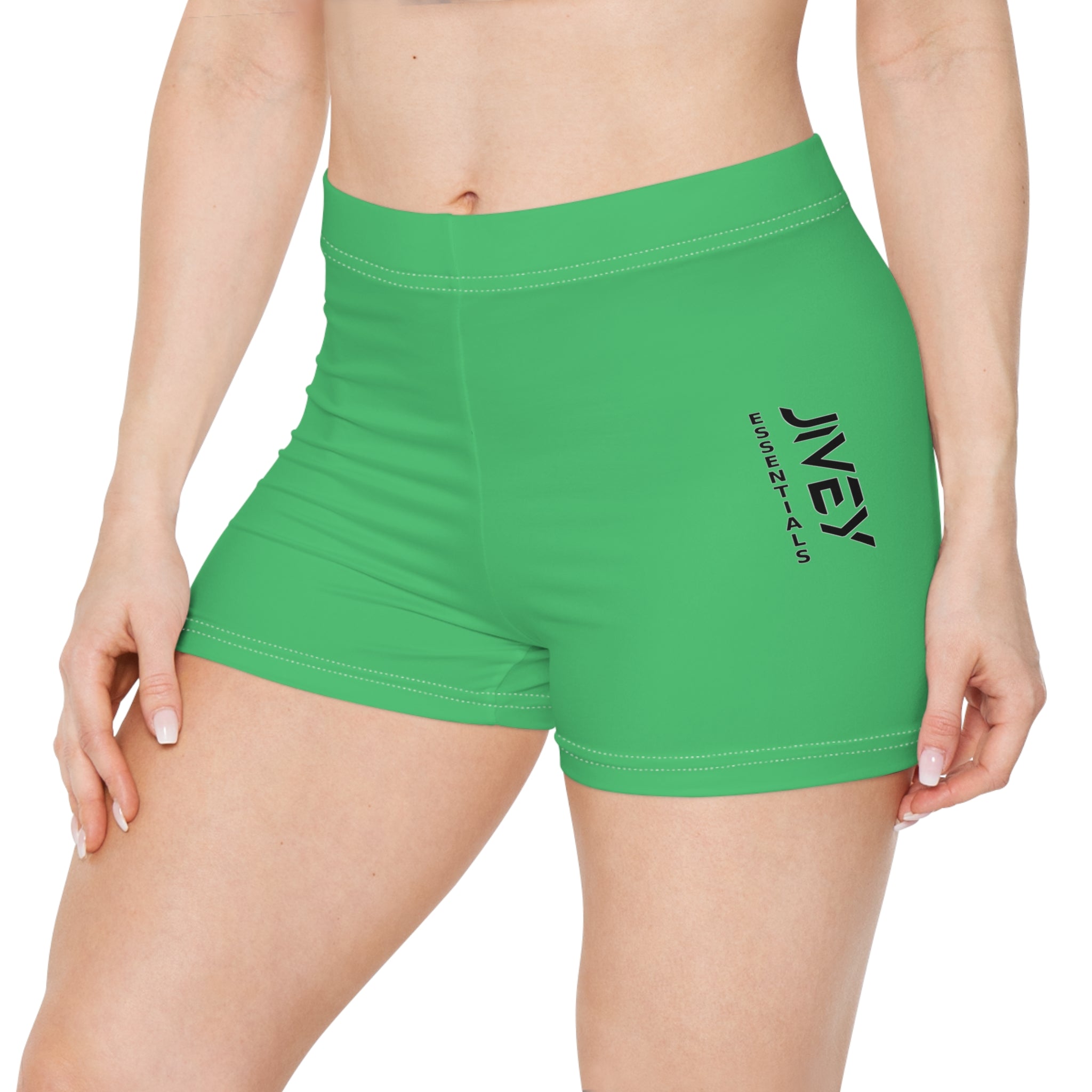 JIVEY Essentials Women's Brushed Faux Skinny-fit Emerald Shorts