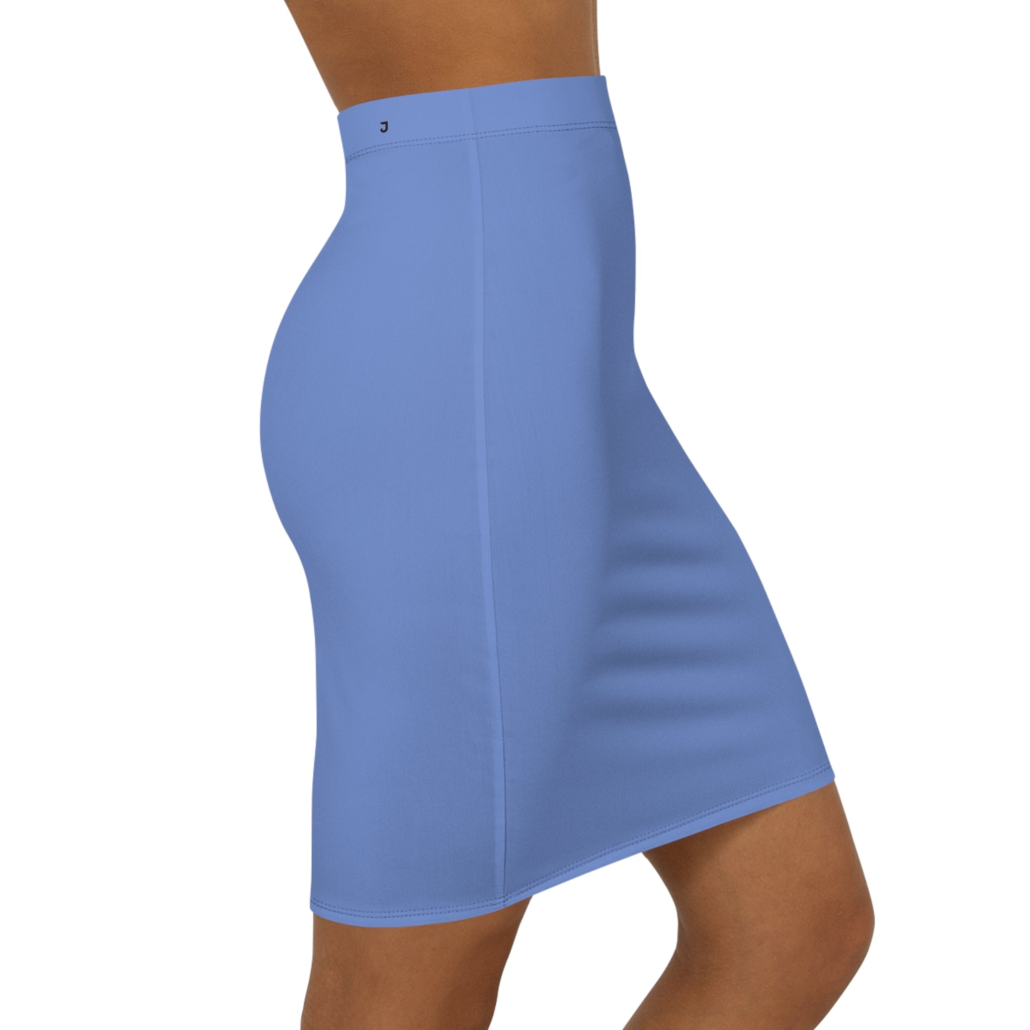 JIVEY Eminent Vibrant Slim-fit Mid-waist Light Blue Pencil Skirt
