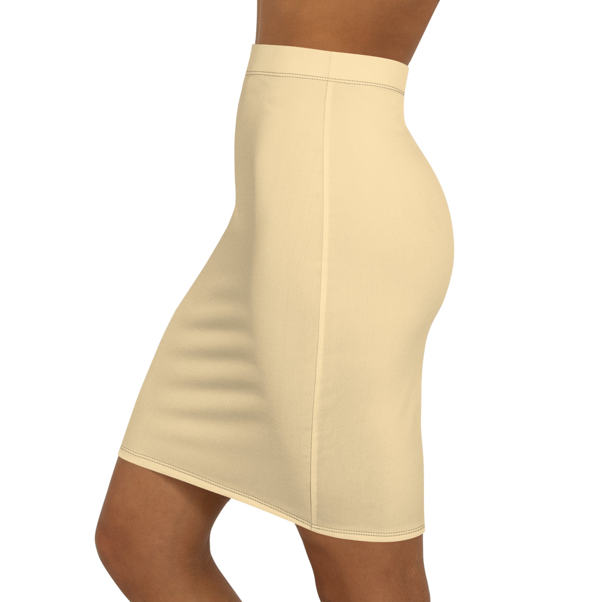 JIVEY Eminent Vibrant Slim-fit Mid-waist Peach Pencil Skirt