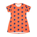 Blue Orchid Blooms Coral T-Shirt Dress