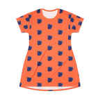 Blue Orchid Blooms Coral T-Shirt Dress