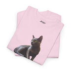 Russian Green Eyes Grey Skin Cat Heavy Cotton Tee