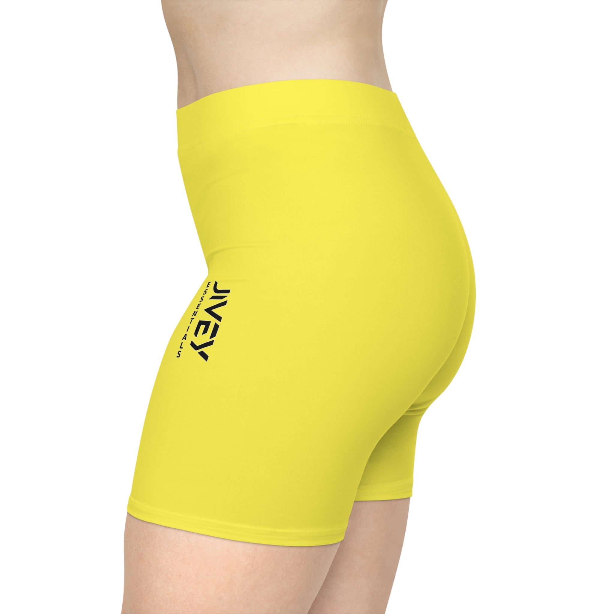 JIVEY Essentials Women's Moisture-wicking Skinny-fit Lemon Yellow Biker Shorts