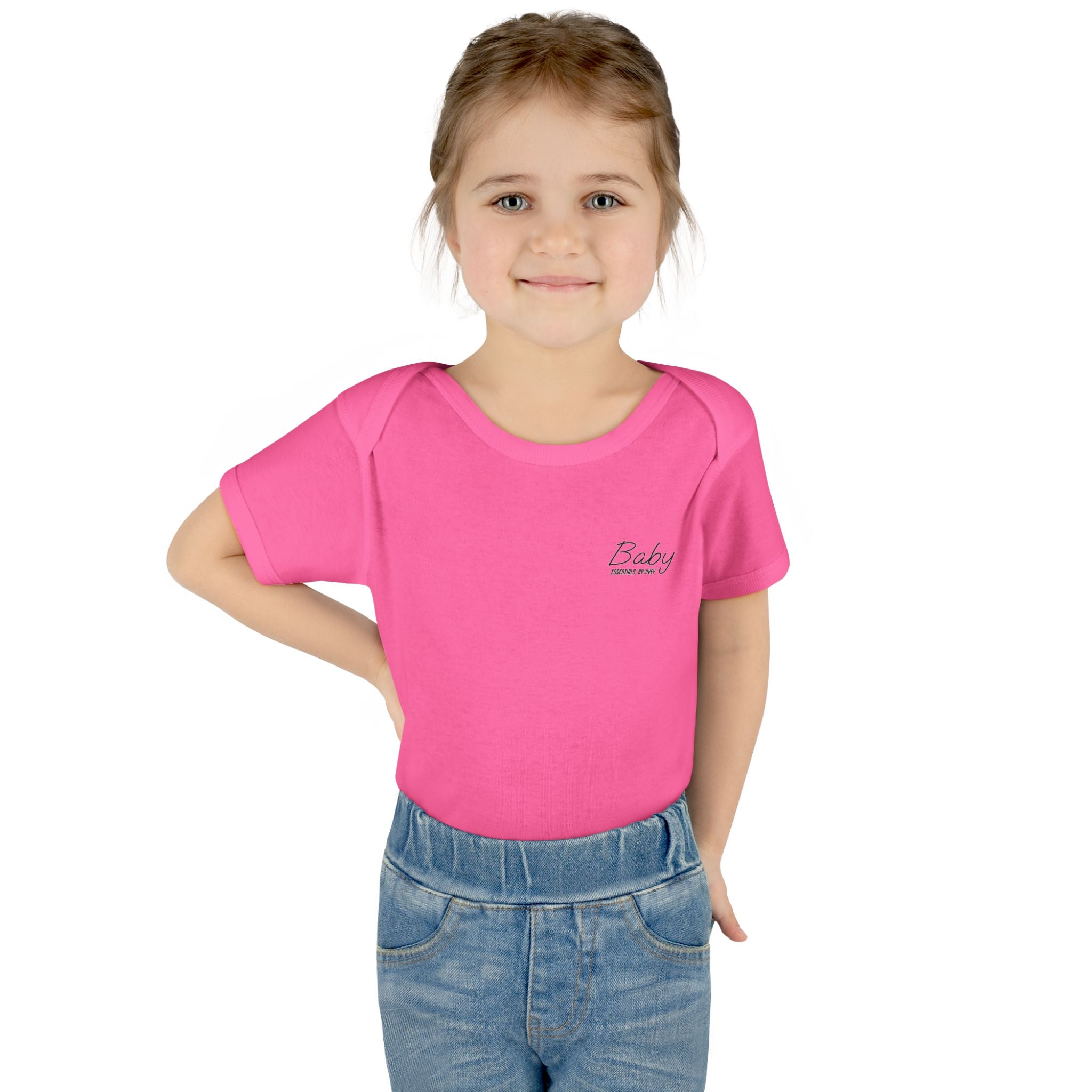 JIVEY Essentials Infant Baby Rib Short Sleeves Pink Bodysuit