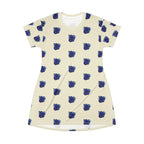 Blue Orchid Blooms Beige T-Shirt Dress