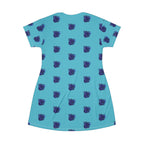 Blue Orchid Blooms Turquoise T-Shirt Dress