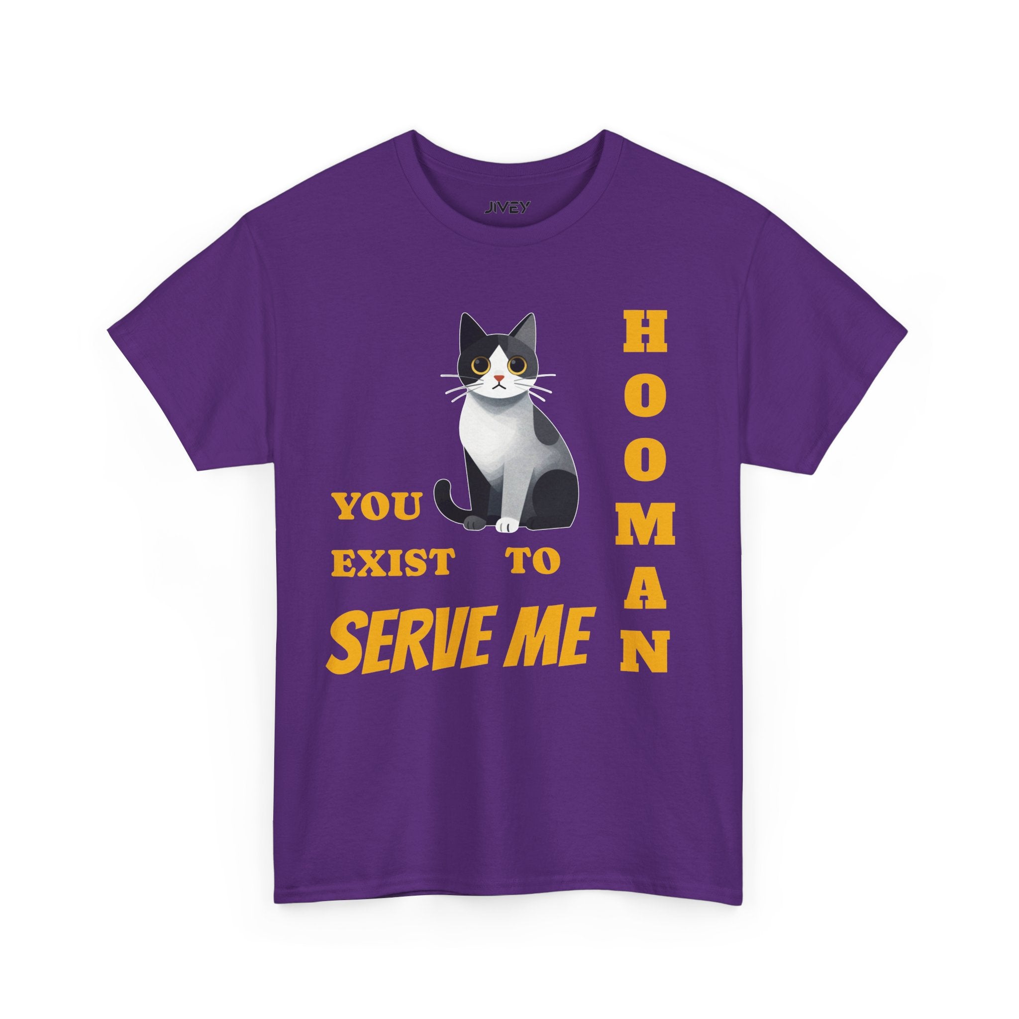 Cute Cat Cubist Style Grey Scaled Heavy Cotton Tee