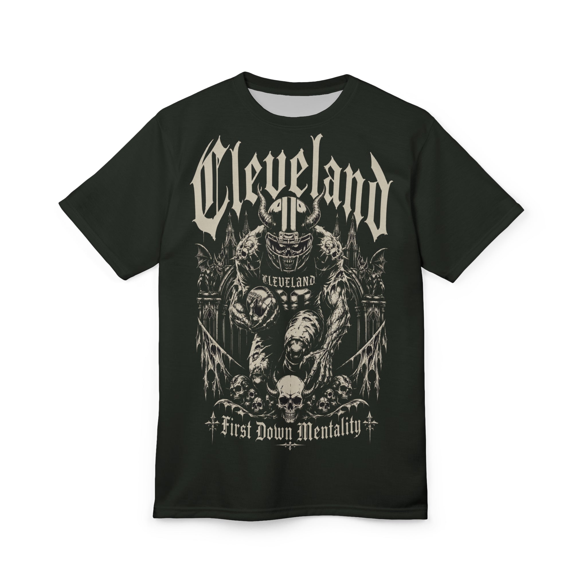 Cleveland First Down Football  Gothic Mega Tee