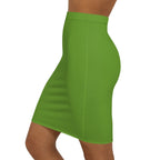 JIVEY Eminent Vibrant Slim-fit Mid-waist Light Green Pencil Skirt