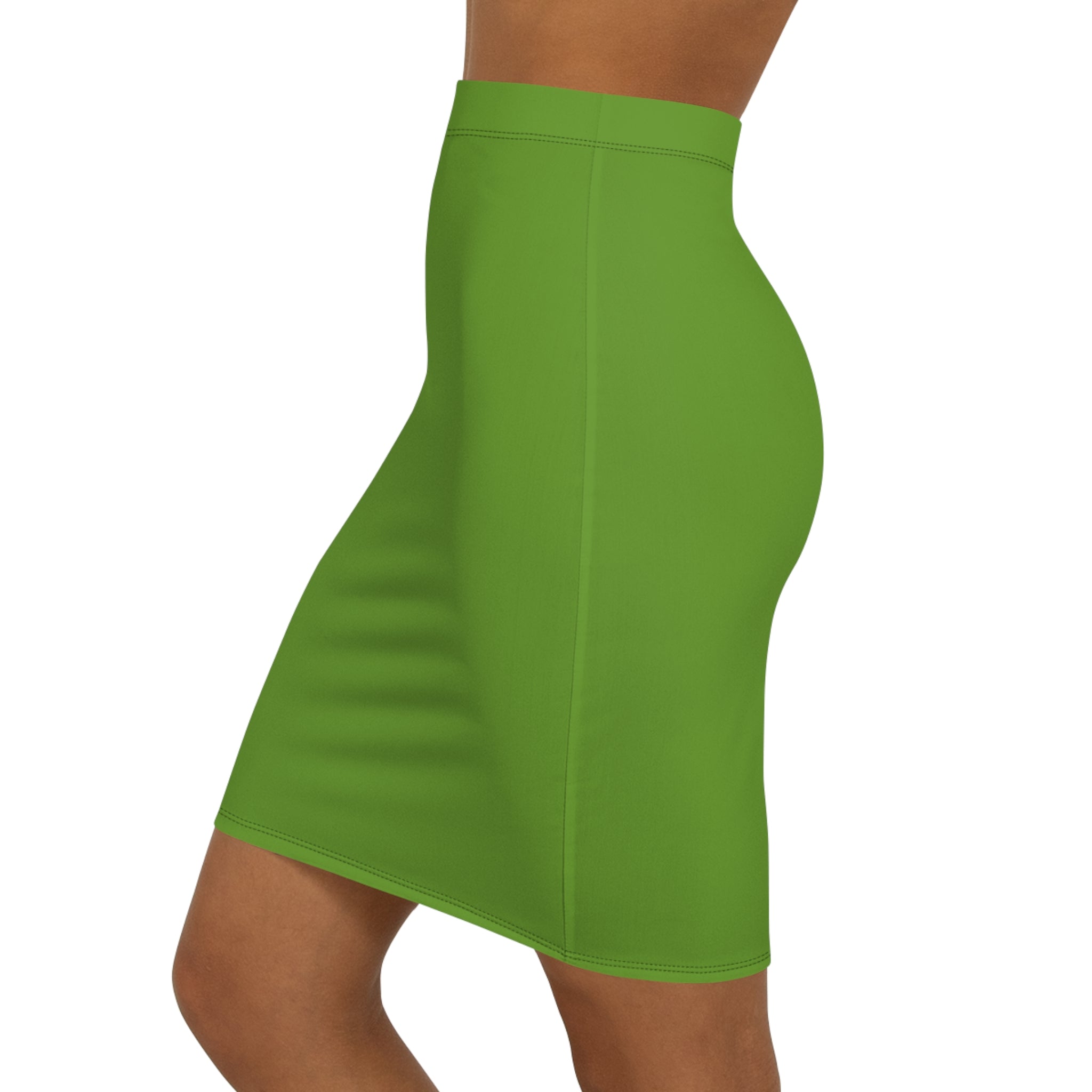 JIVEY Eminent Vibrant Slim-fit Mid-waist Light Green Pencil Skirt
