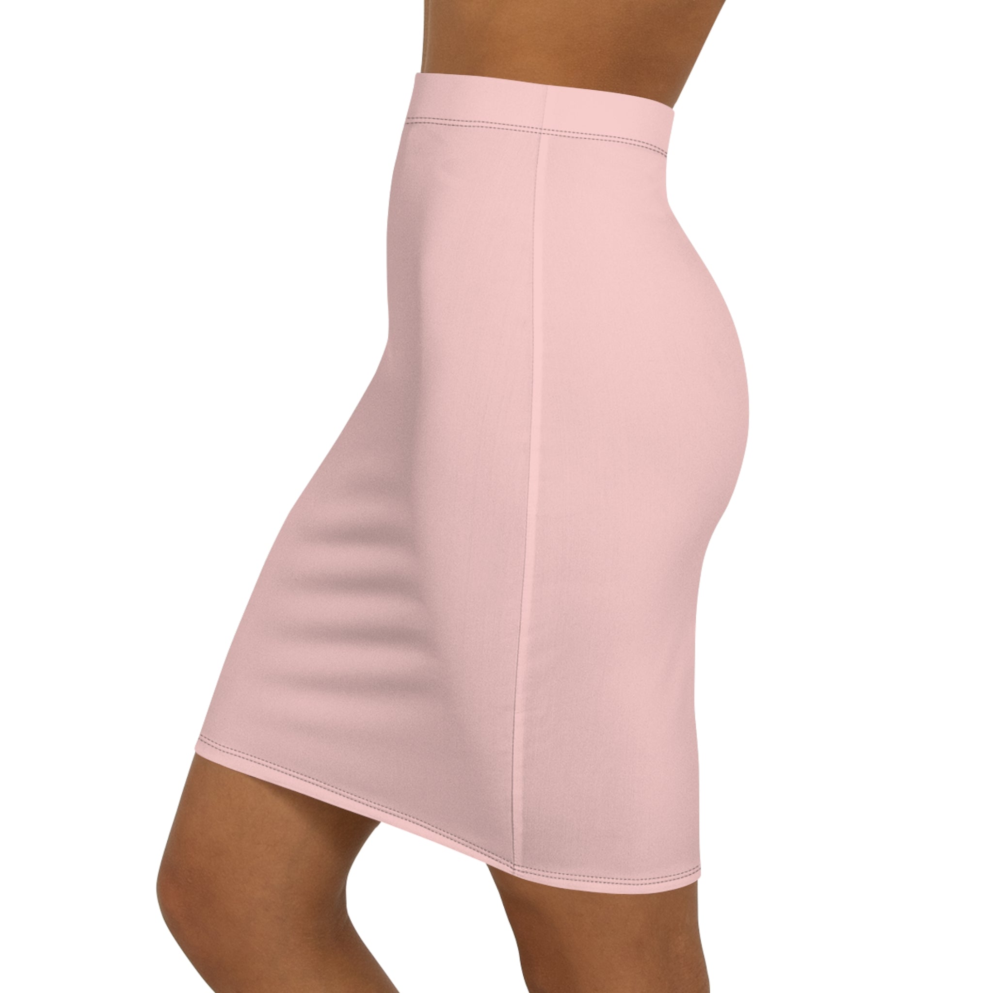 JIVEY Eminent Vibrant Slim-fit Mid-waist Light Rose Pencil Skirt