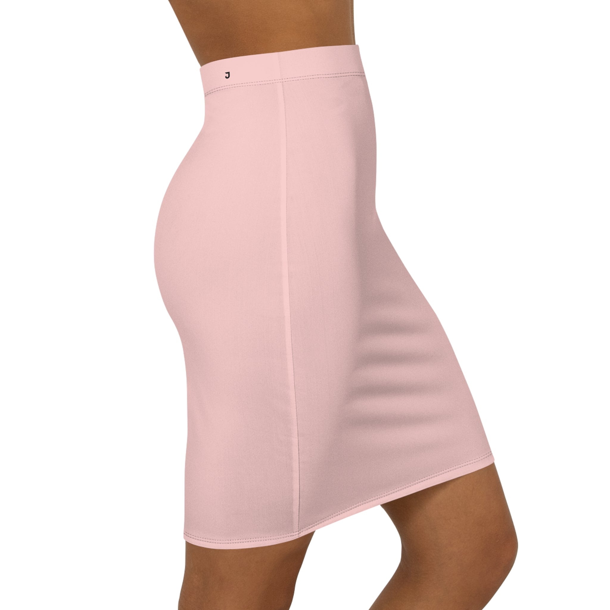 JIVEY Eminent Vibrant Slim-fit Mid-waist Light Rose Pencil Skirt