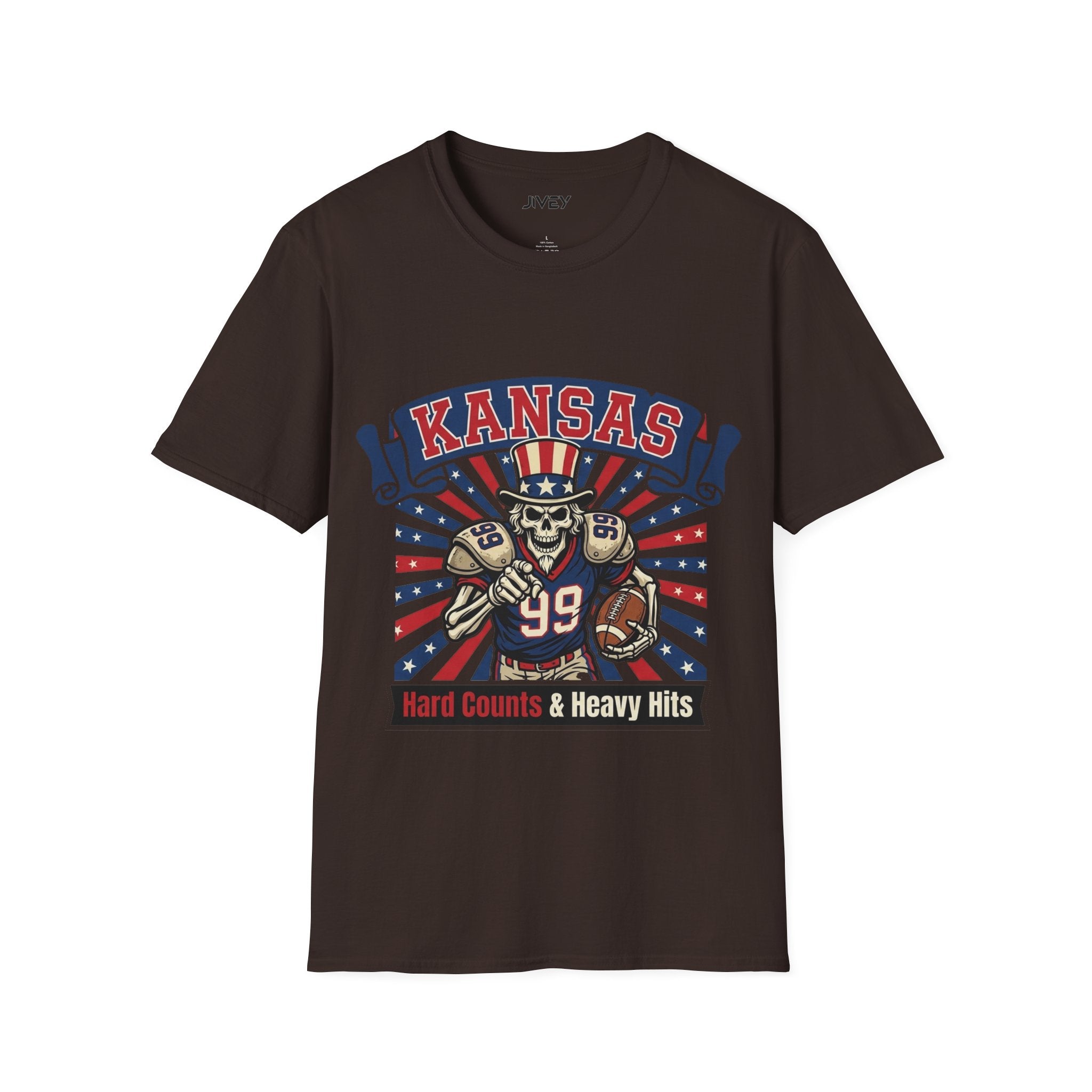Kansas Heavy Hits Football Dark Tee
