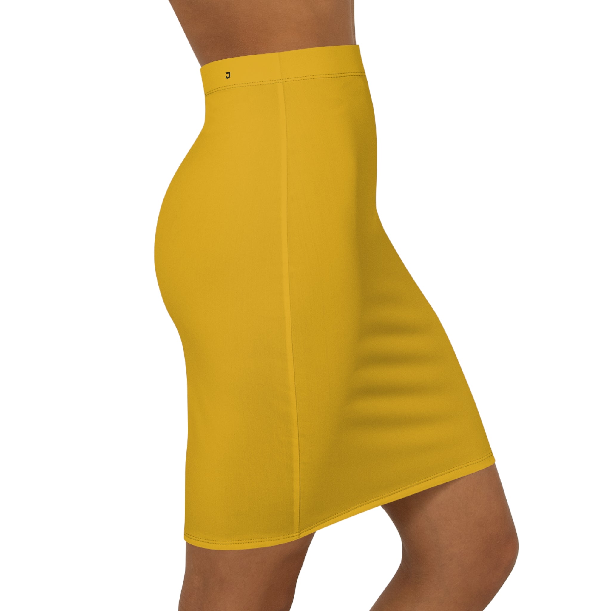 JIVEY Eminent Rich Slim-fit Mid-waist Mustard Pencil Skirt