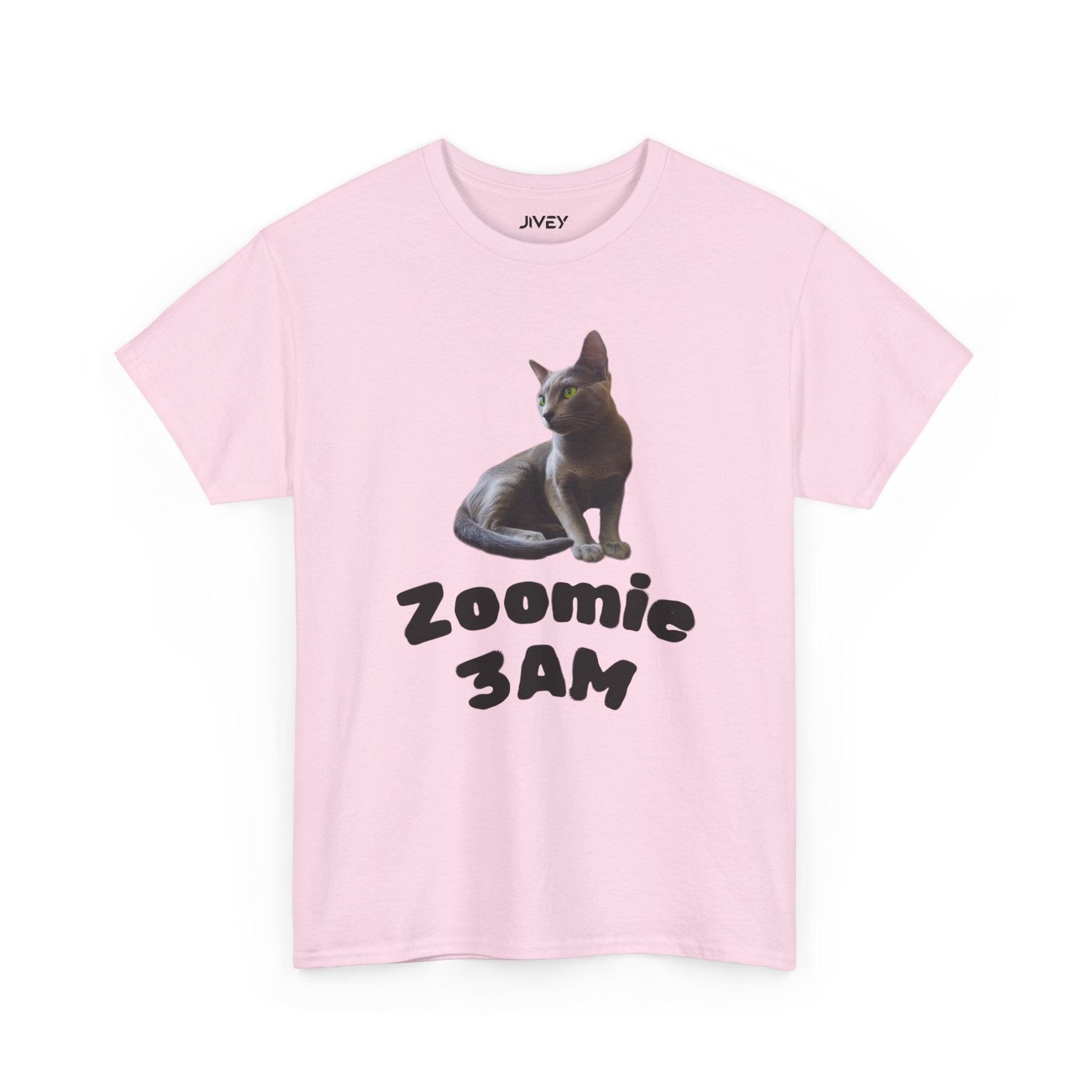 Russian Green Eyes Grey Skin Cat Heavy Cotton Tee
