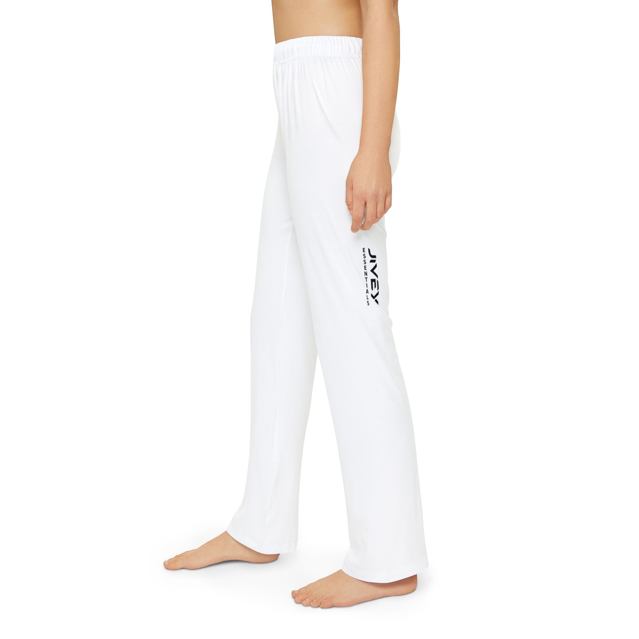 JIVEY Essentials Light-fabric Brushed Poly White Kids Lounge Pants