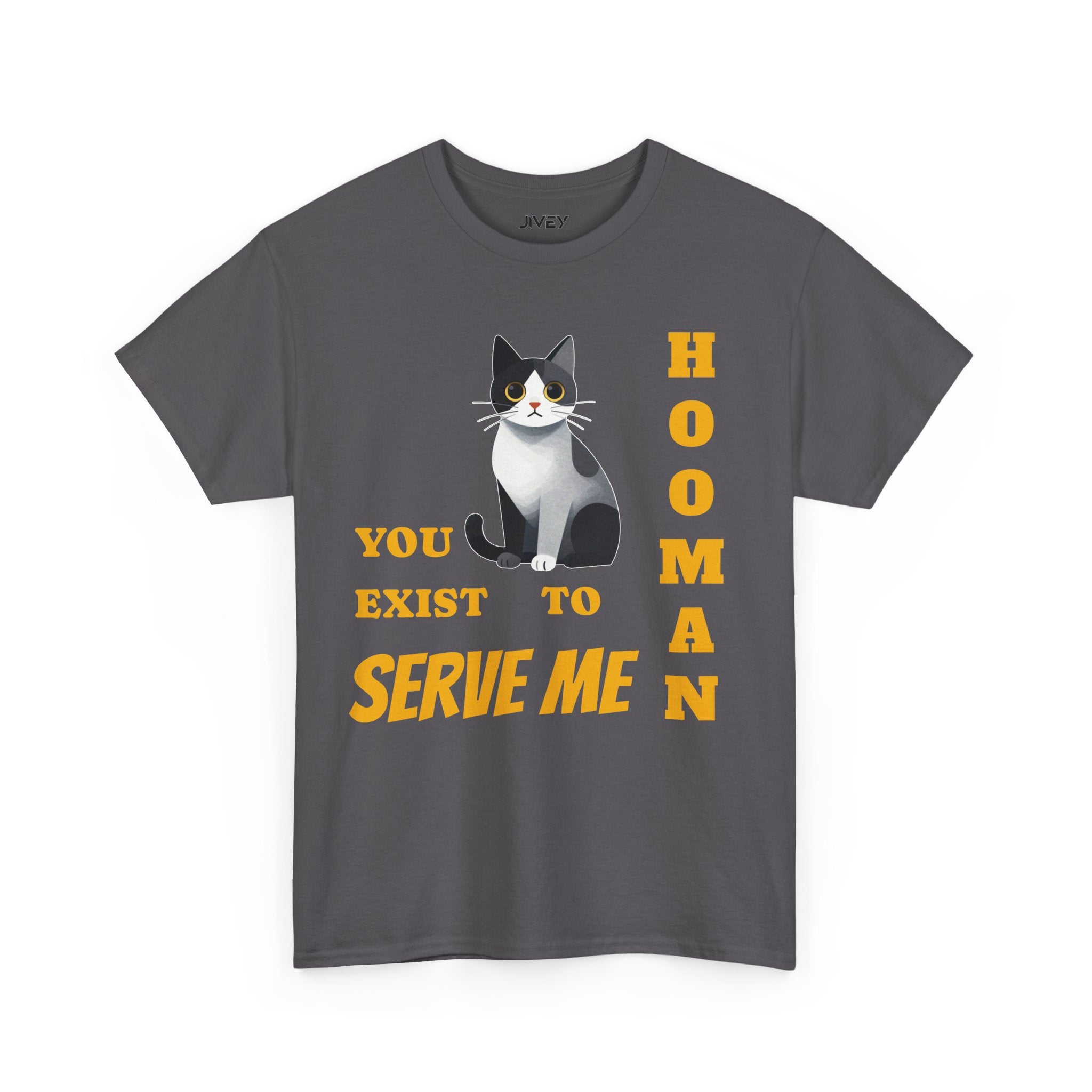 Cute Cat Cubist Style Grey Scaled Heavy Cotton Tee