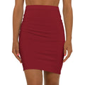 JIVEY Eminent Rich Slim-fit Mid-waist Burgundy Pencil Skirt
