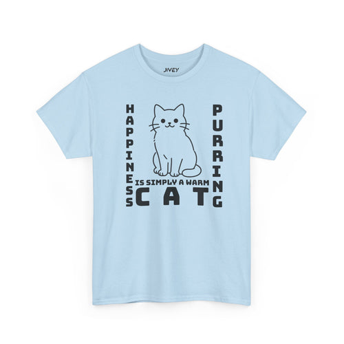 Happy Cat Single Line Pet Art Style Heavy Cotton Tee
